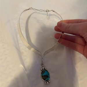 Silver Necklace with Turquoise Pendant